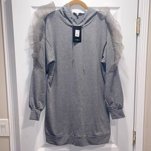 FASHION NOVA - Tulle Cool Hooded Sweatshirt Dress - NWT